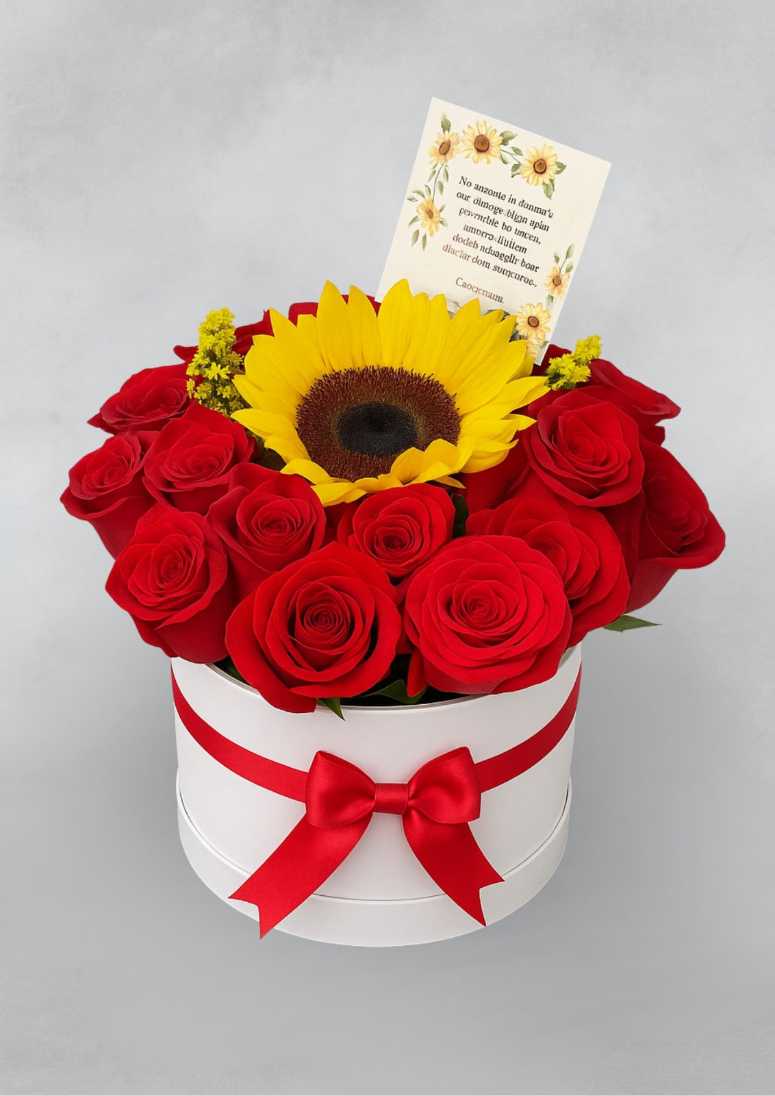 arreglo de rosas y girasol